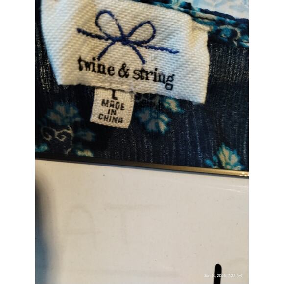 Twine & String Womens Large Top Kimono Sleeve Mosaic Floral Smocked Waist Boho - Picture 12 of 13